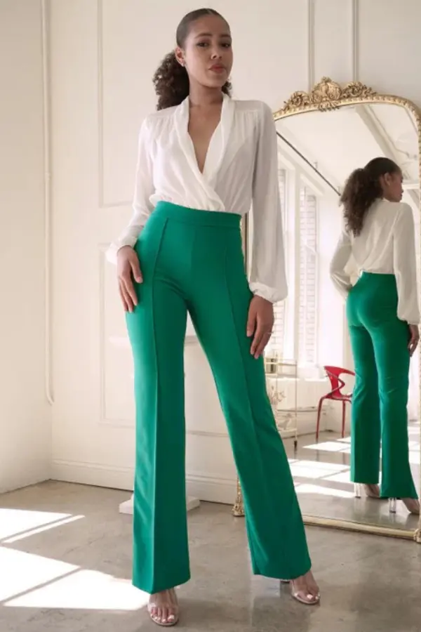What goes with green pants?