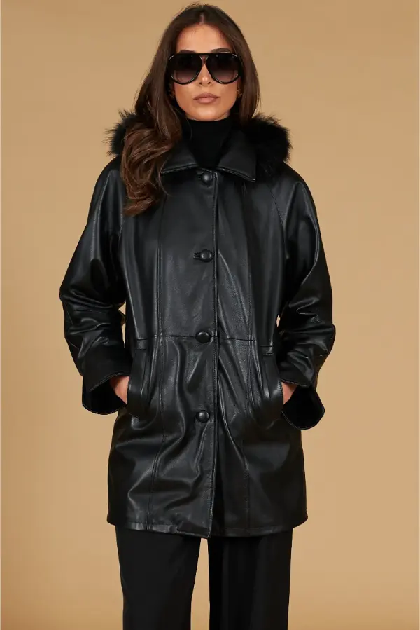 Black Leather Coat Outfit Winter