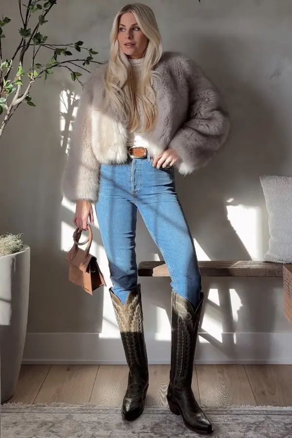 Cowboy Boots Outfit Winter