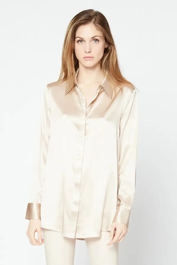 Cream Silk Blouse Outfit