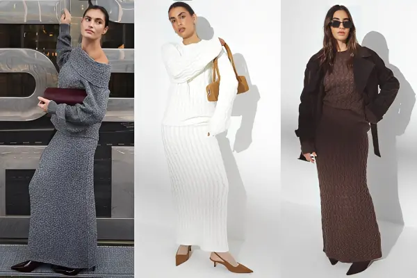 Knitted Long Skirt Outfit Ideas