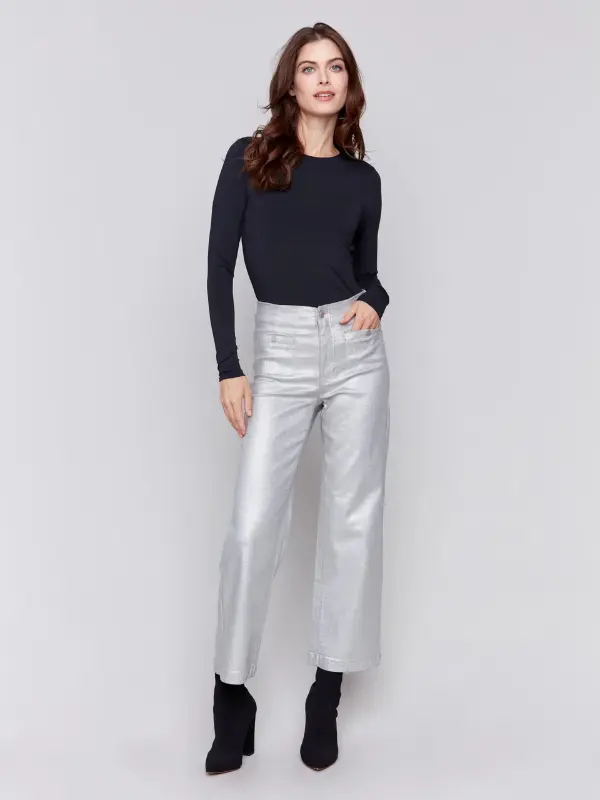 Silver Metallic Pants Outfit
