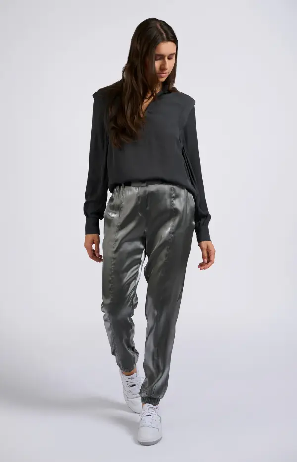 Silver Metallic Trousers Outfit