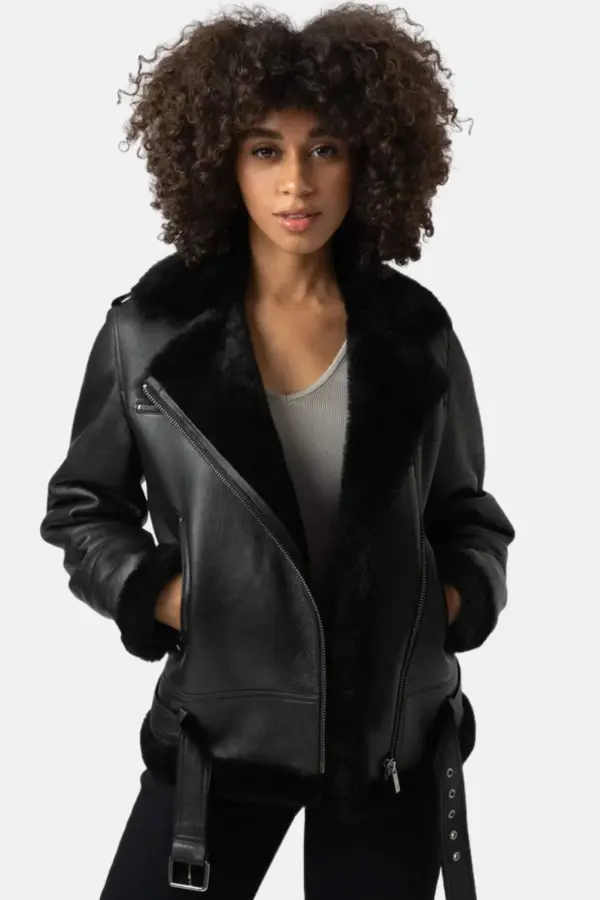 Black Leather Jacket With Fur
