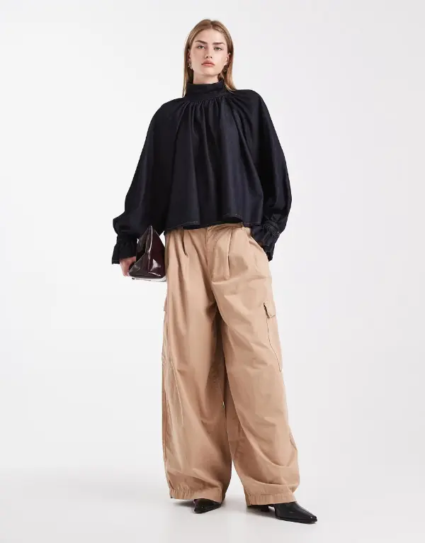 High Collar Blouse Outfit