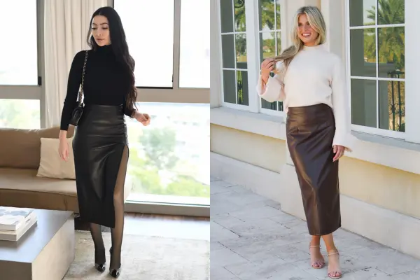 Leather Skirts Outfit Ideas