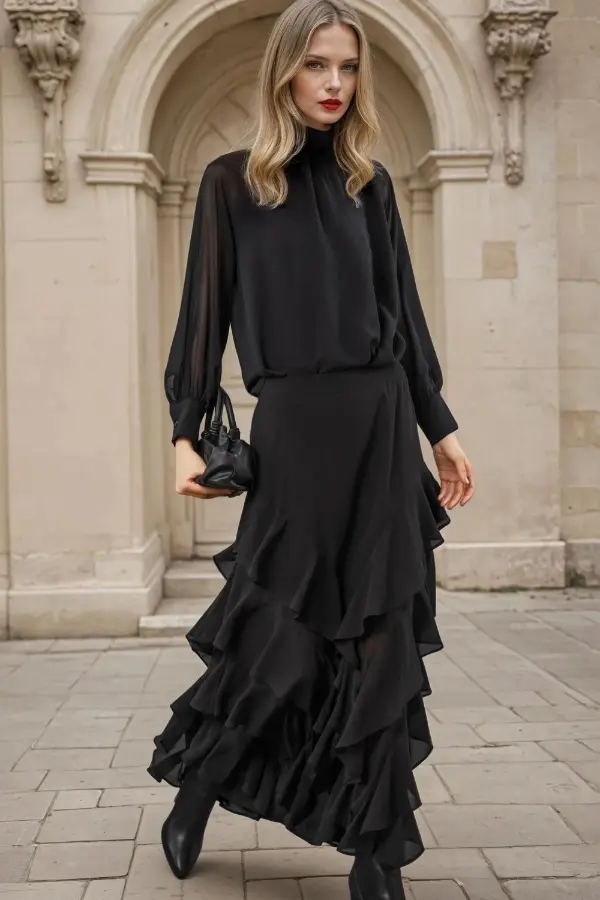Long Ruffle Skirt
