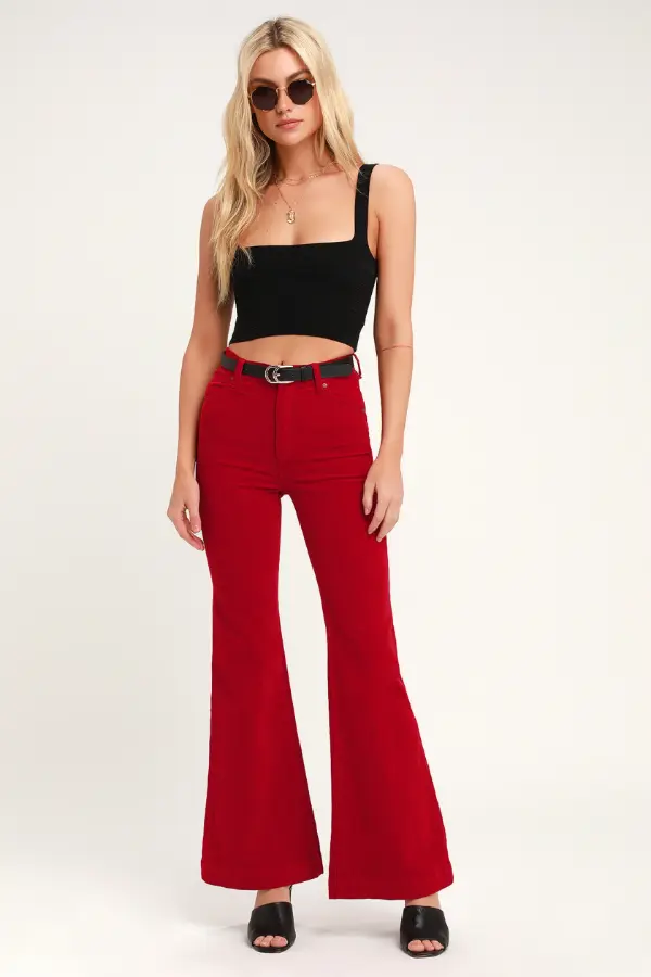 Red Flare Pants Outfit