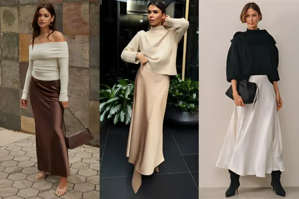 Satin Skirt Outfit Classy Ideas