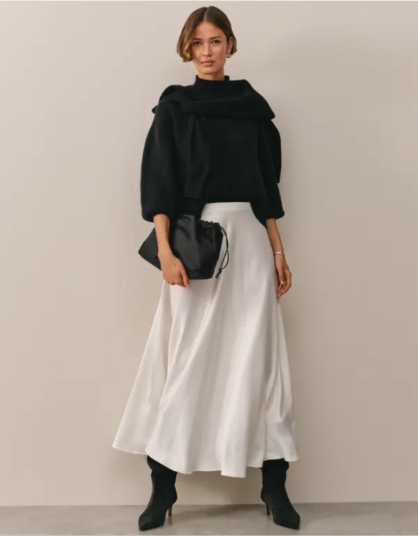 Satin Skirt Outfit Classy