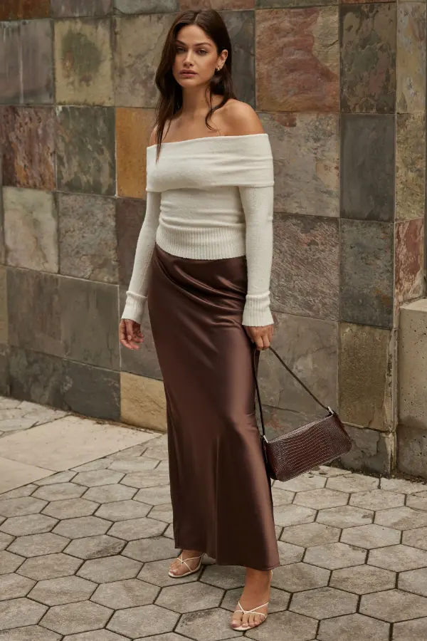 Satin Skirt Outfit Elegant