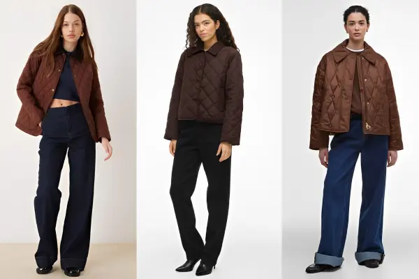 Brown Quilted Jacket Outfit Ideas