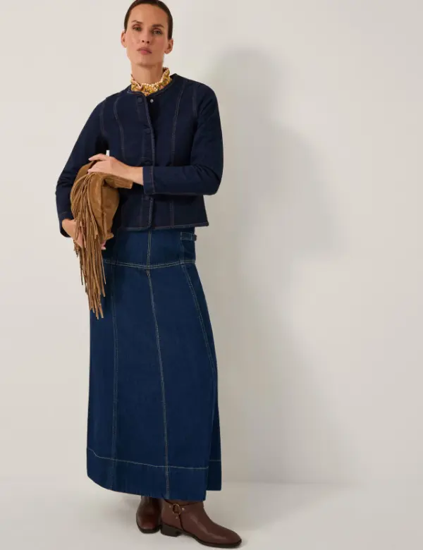 Dark Blue Denim Jacket Outfit