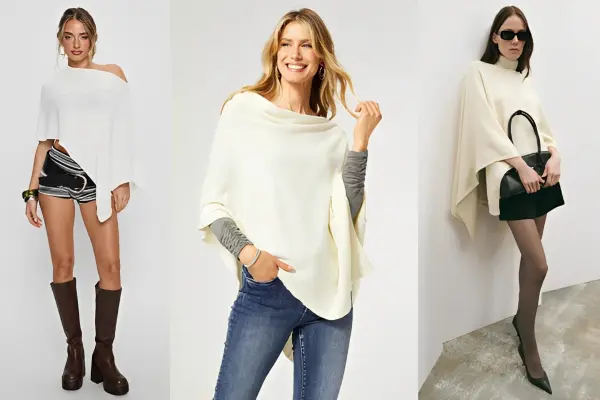 White Poncho Outfit Ideas