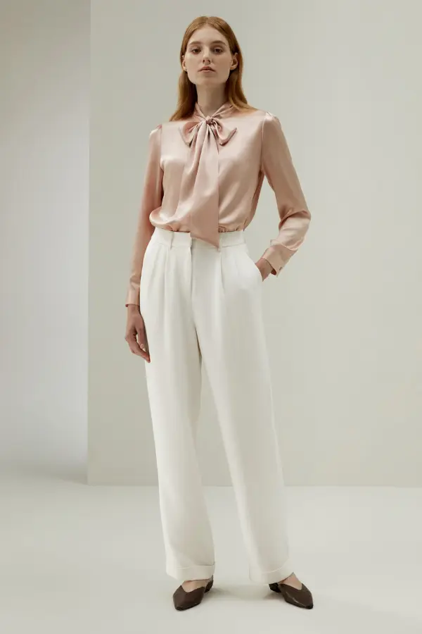 Silk Long Sleeve Blouse Outfit