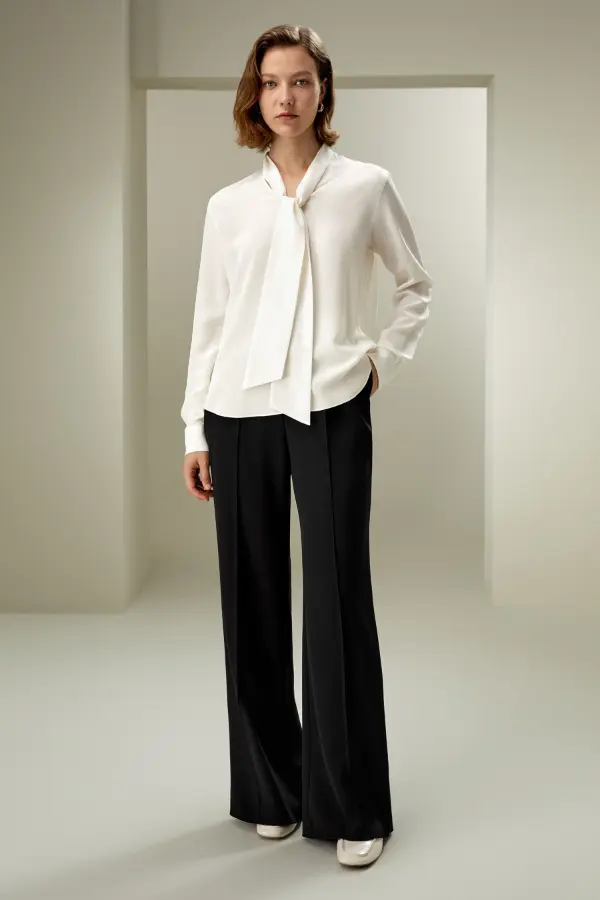 White Silk Blouse Outfit