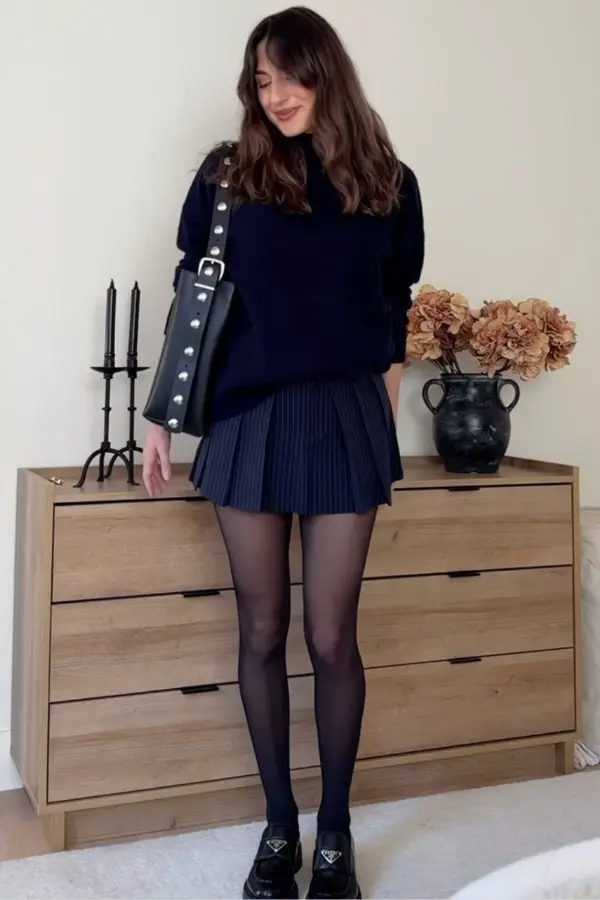 Black Mini Skirt and Tights