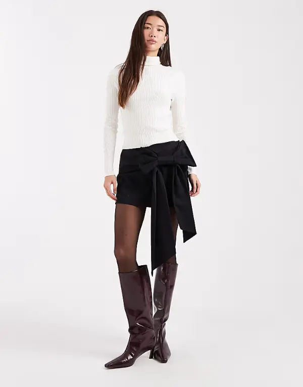 Black Mini Skirt With Boots