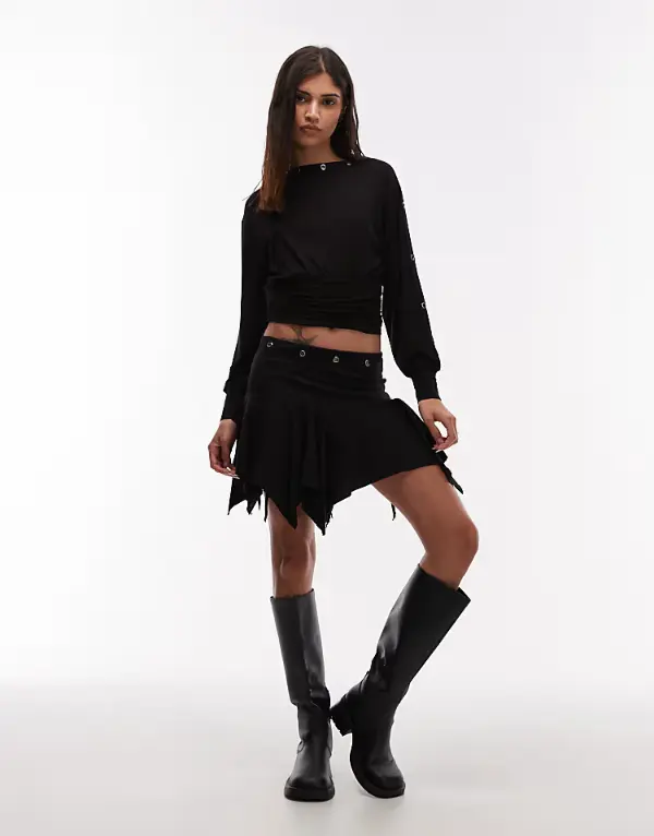 Black Mini Skirt With Boots