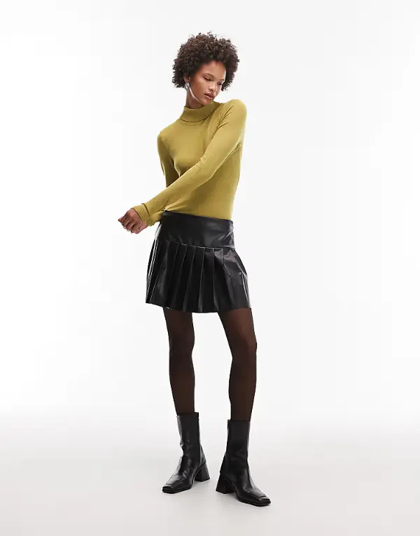 Black Mini Skirt With Boots