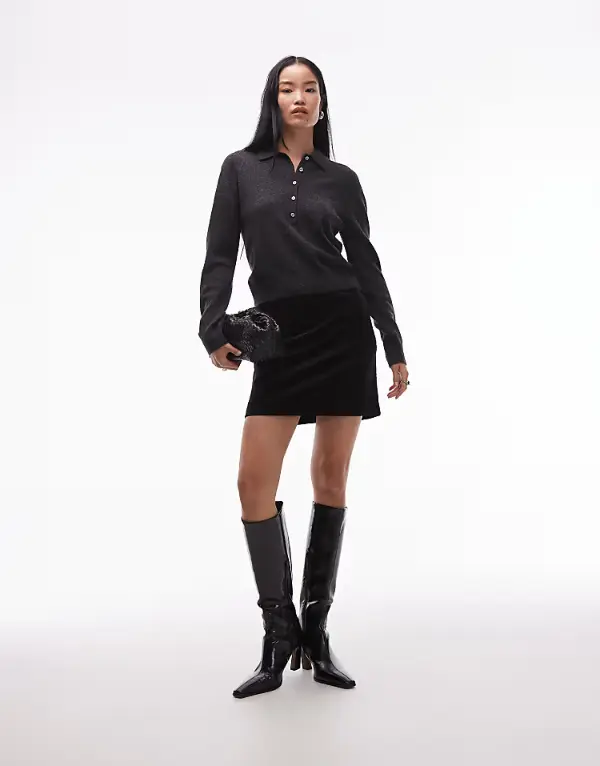 Black Mini Skirt With Boots