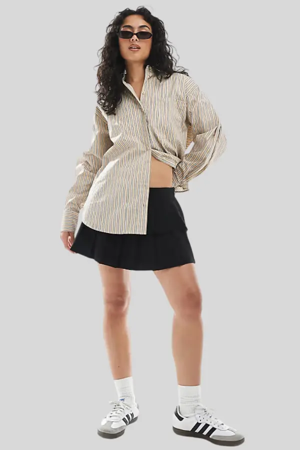 Black Mini Skirt With Sneakers