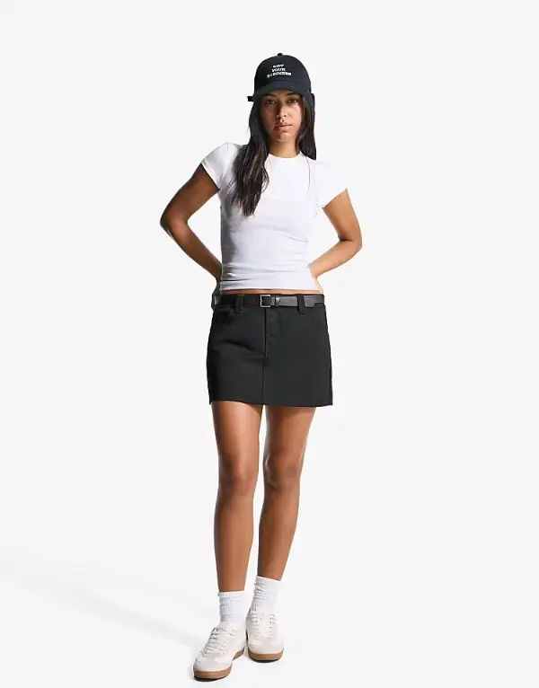 Black Mini Skirt With Sneakers