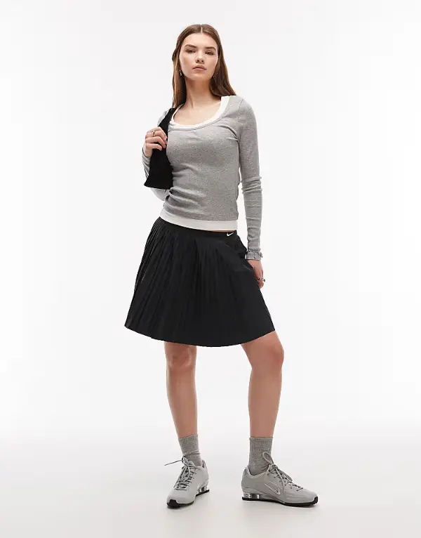 Black Mini Skirt With Sneakers