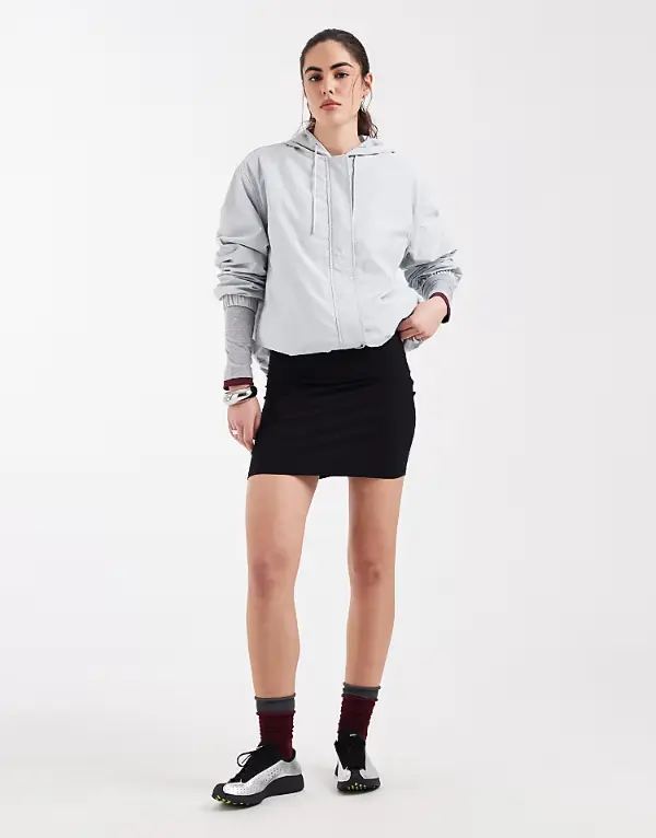 Black Mini Skirt With Sneakers