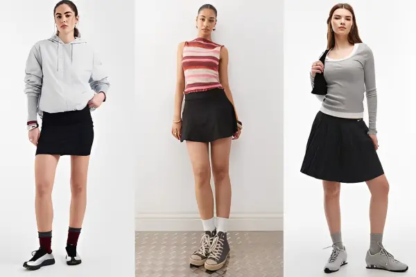 Black Mini Skirt With Sneakers Ideas