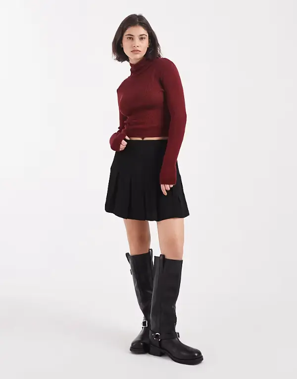 Black Mini Skirt With Sweater
