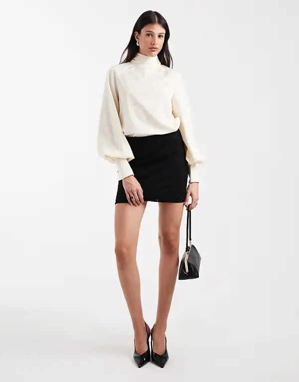 Black Mini Skirt With Sweater