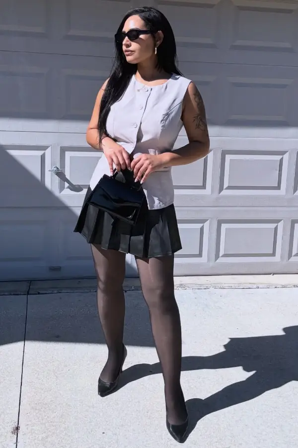 Black Mini Skirt With Tights