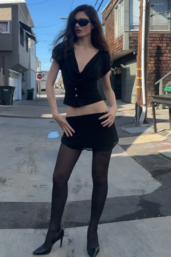 Black Mini Skirt With Tights