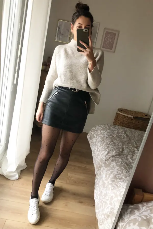 Black Mini Skirt With Tights