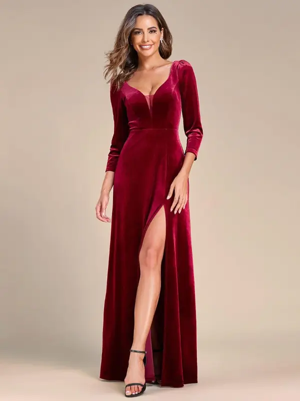 Burgundy Velvet Dress