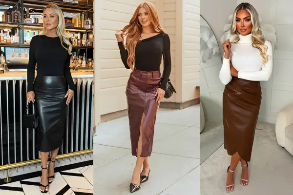Faux Leather Midi Skirts