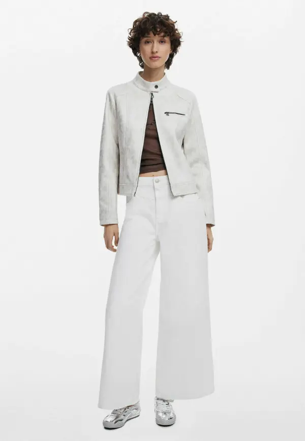 White Leather Jacket Outfit