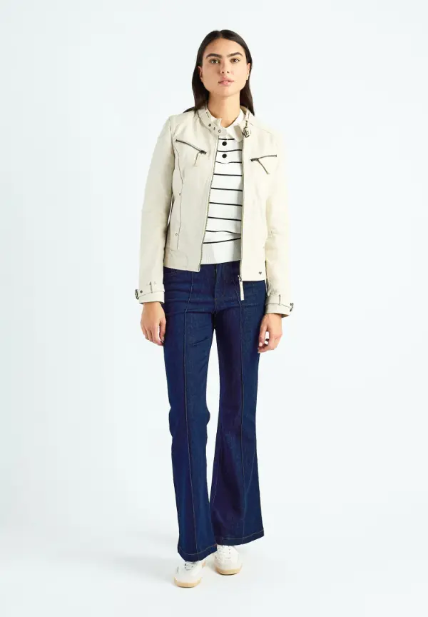 White Leather Jacket Outfit