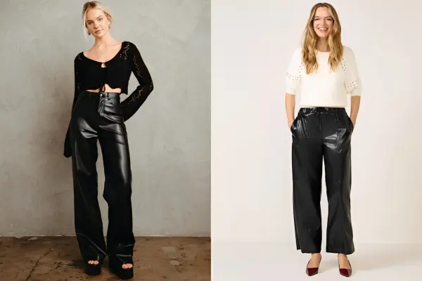 Wide Leg Faux Leather Pants Outfits