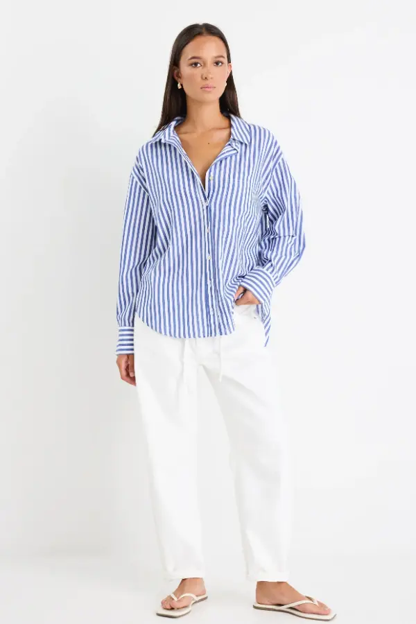 Blue And White Striped Shirt Outfit