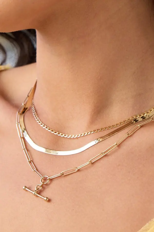 Gold And Silver Necklaces Layered