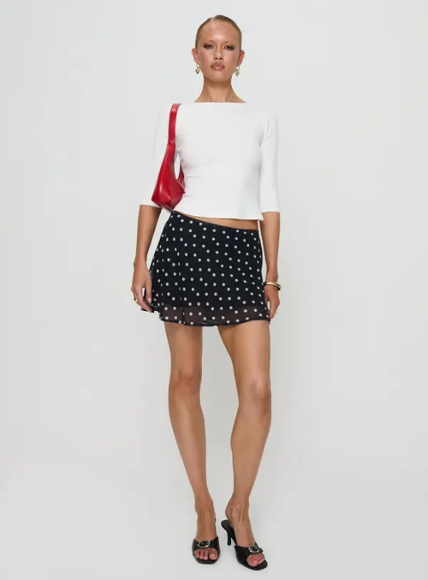 Black Polka Dot Skirt Outfit Summer