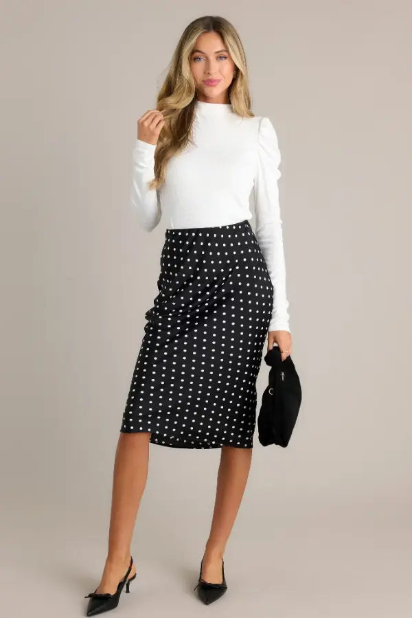 Black Polka Dot Skirt Outfit