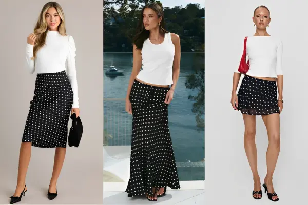 Black Polka Dot Skirt Outfits
