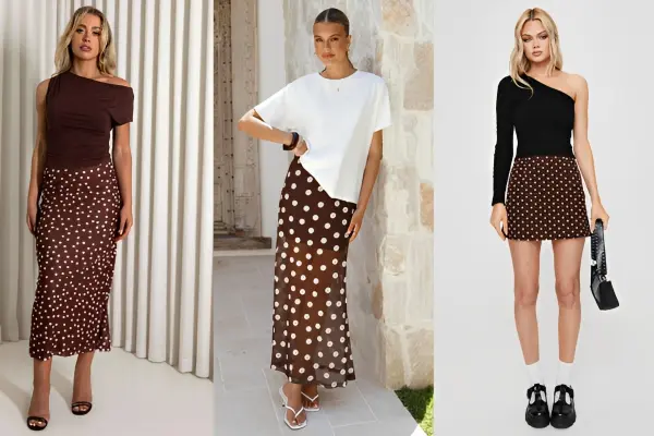 Brown Polka Dot Skirt Outfits
