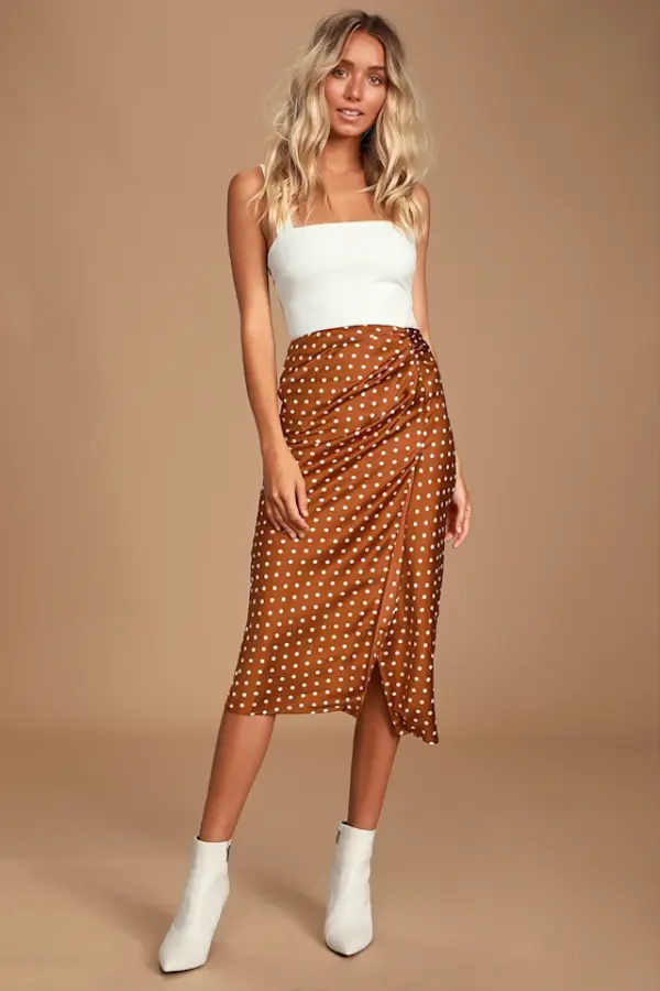 Brown Polka Dot Skirt Styling
