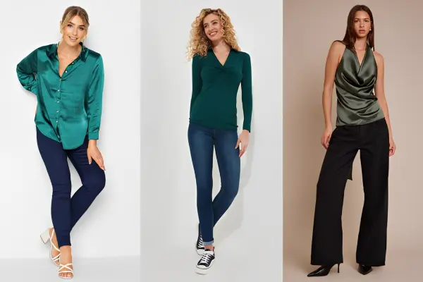 Emerald green & forest green top outfit